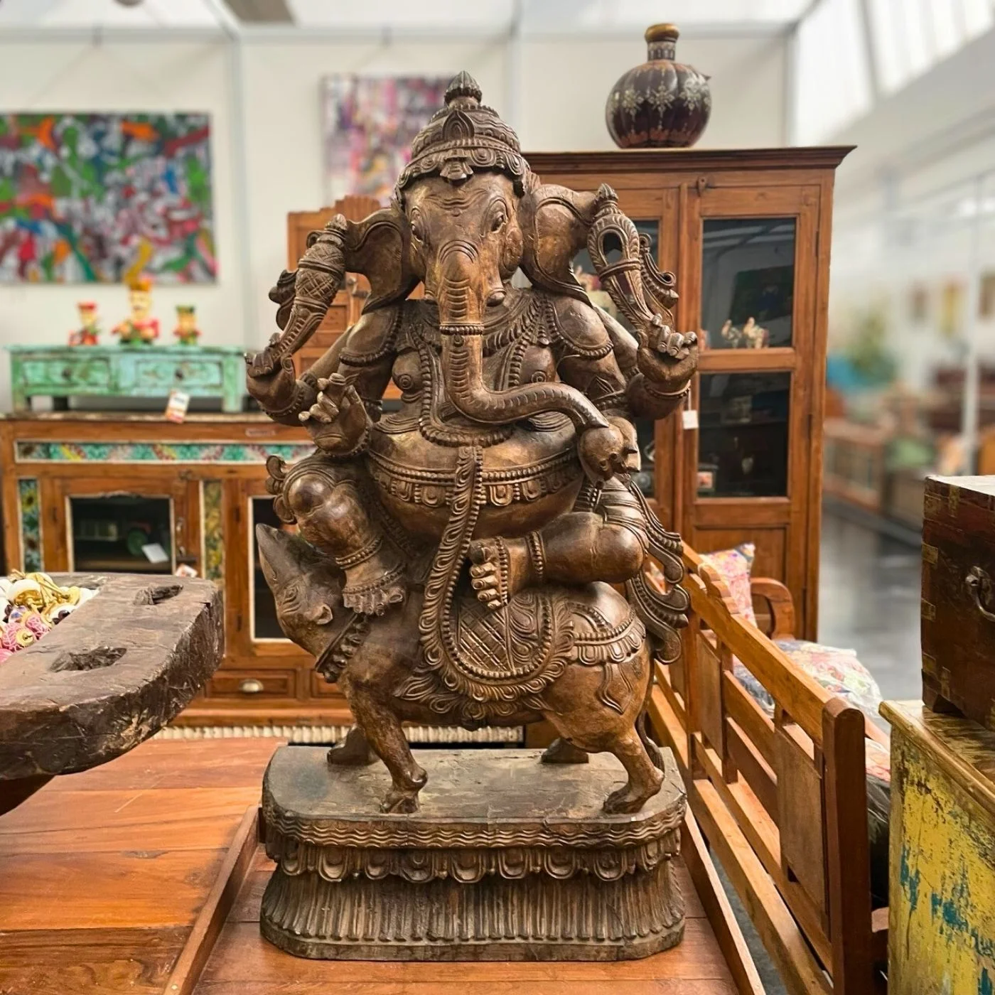 Ganesha Statue Massivholz