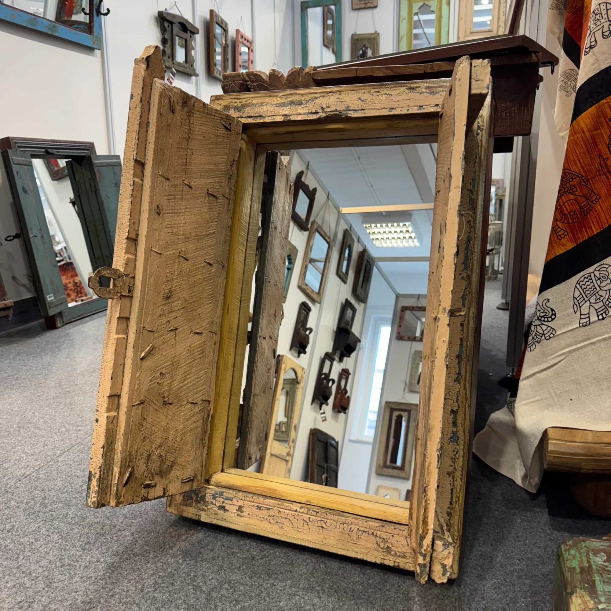 Vintage Altholz Fenster Spiegel