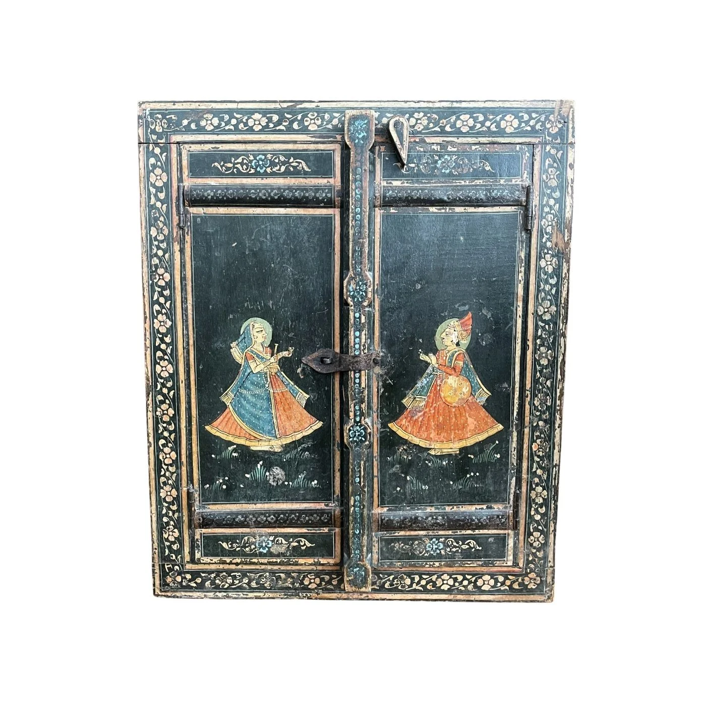 Spiegelelement mit bemalten Holztüren