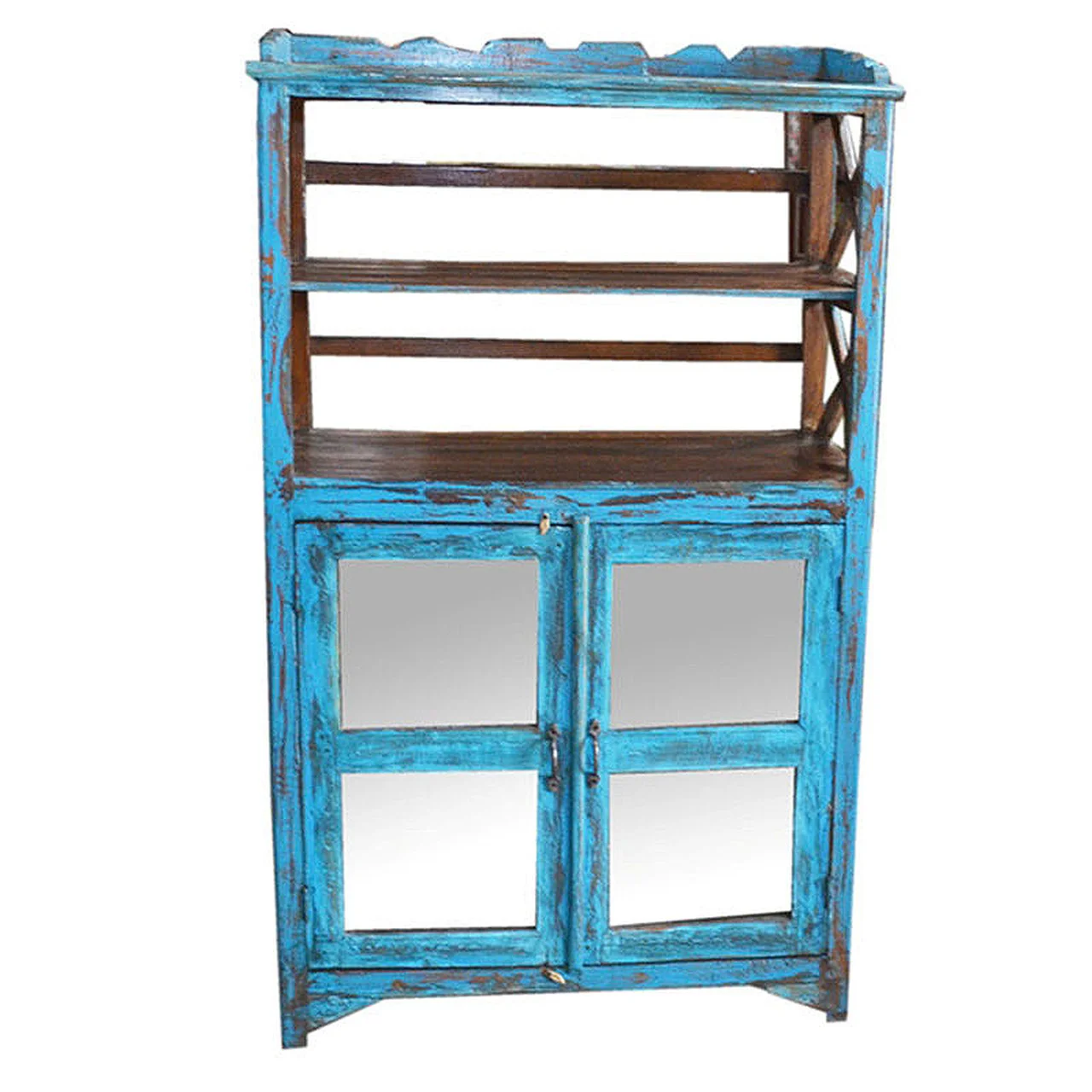 Buffetschrank mit Glastüren und offenen Regalböden