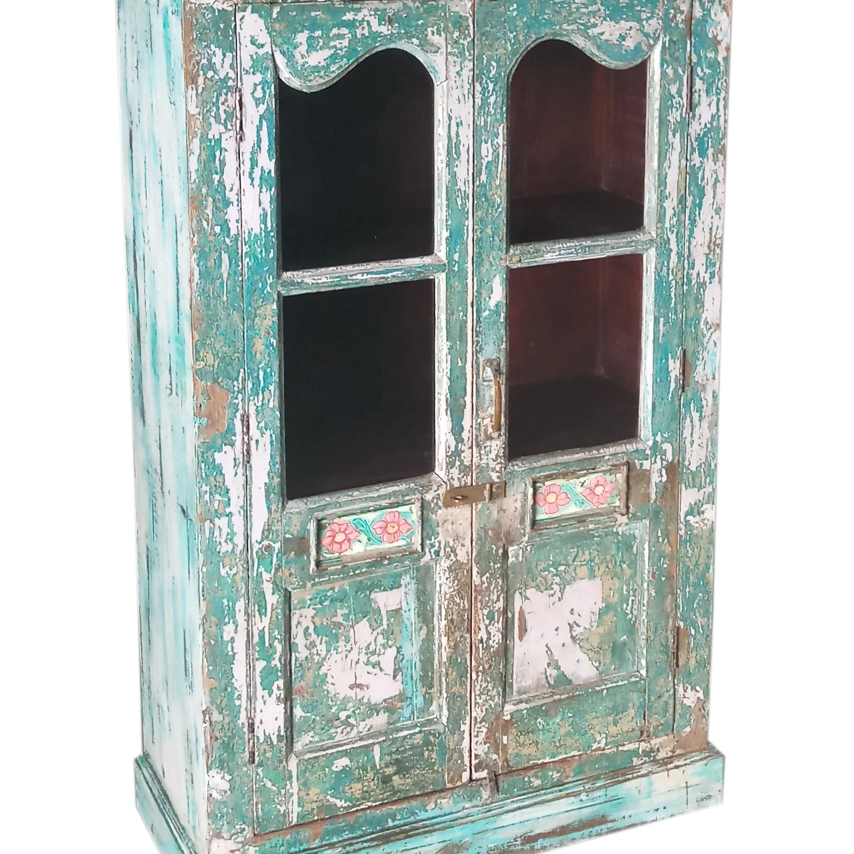 Vitrine grün weiß Holz