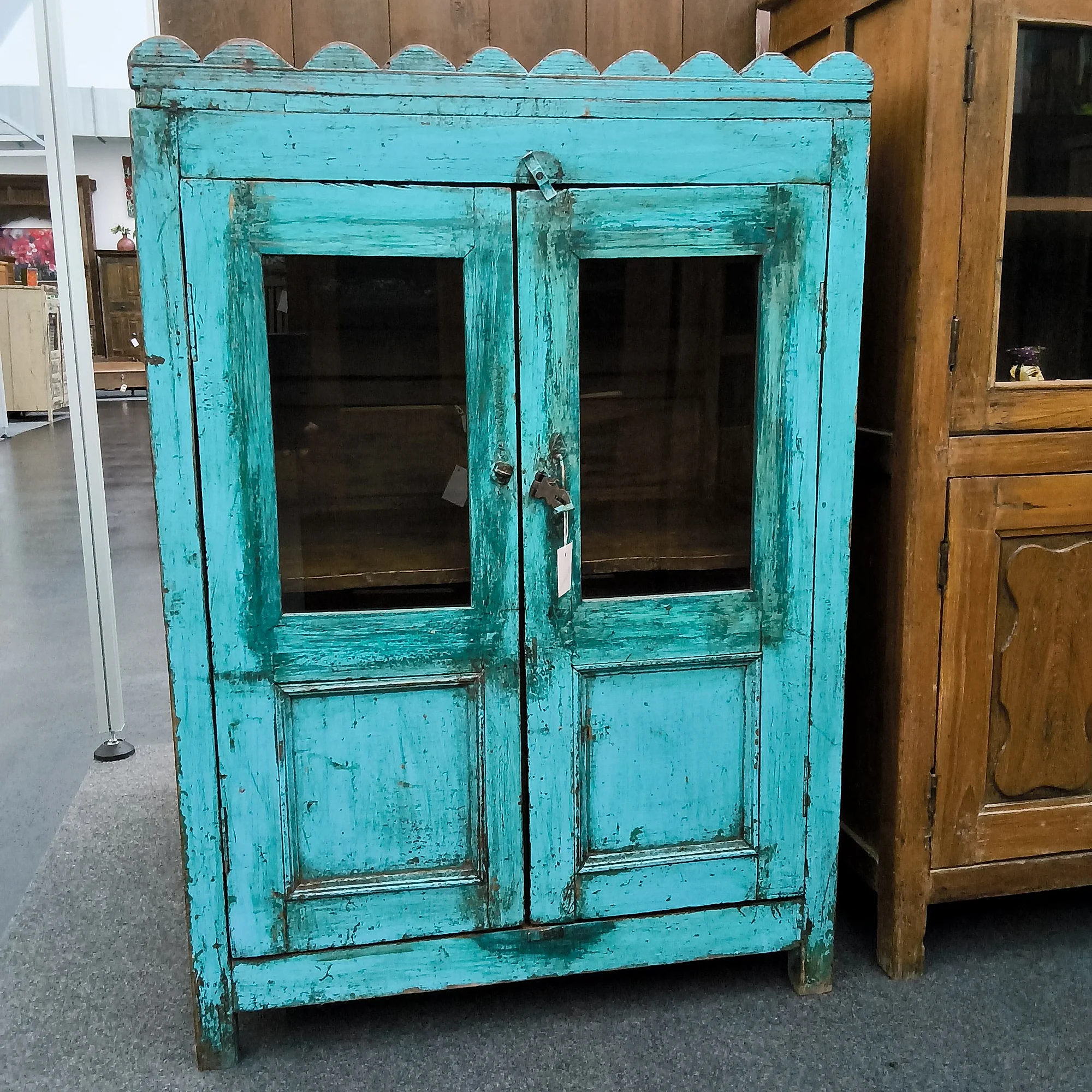Vitrine blau Holz