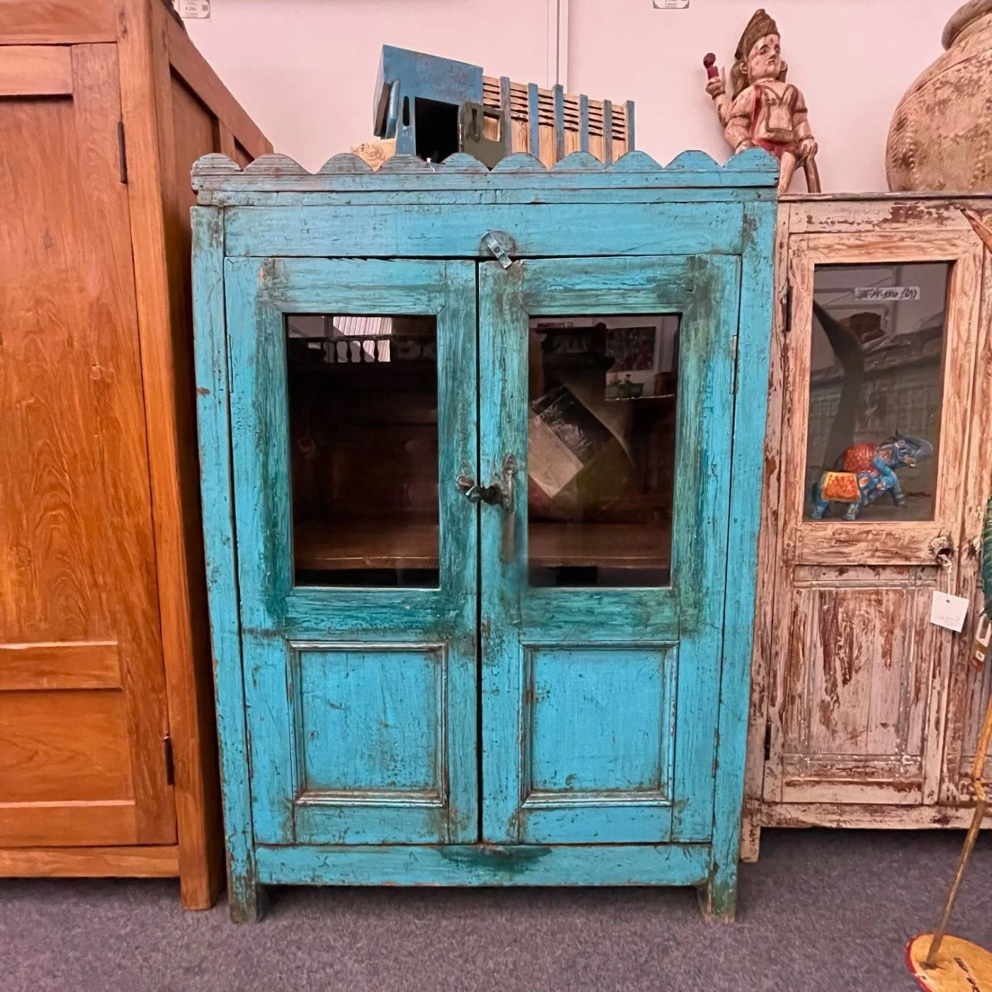 Vitrine blau Holz