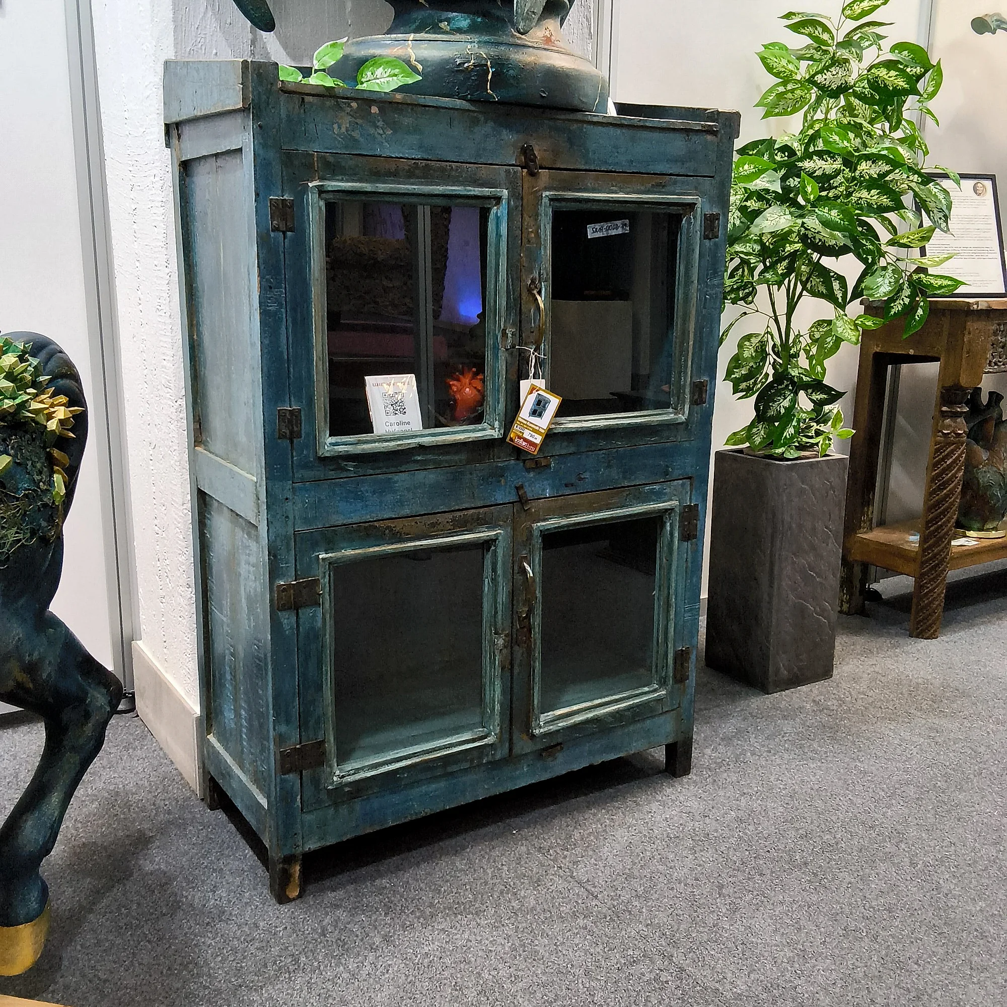Vitrinen Kommode blau Holz