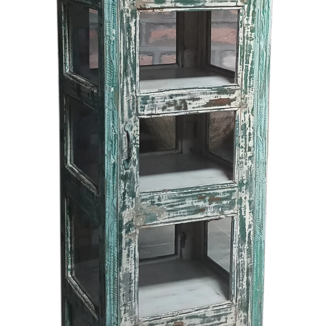 Vitrine weiß grün Holz