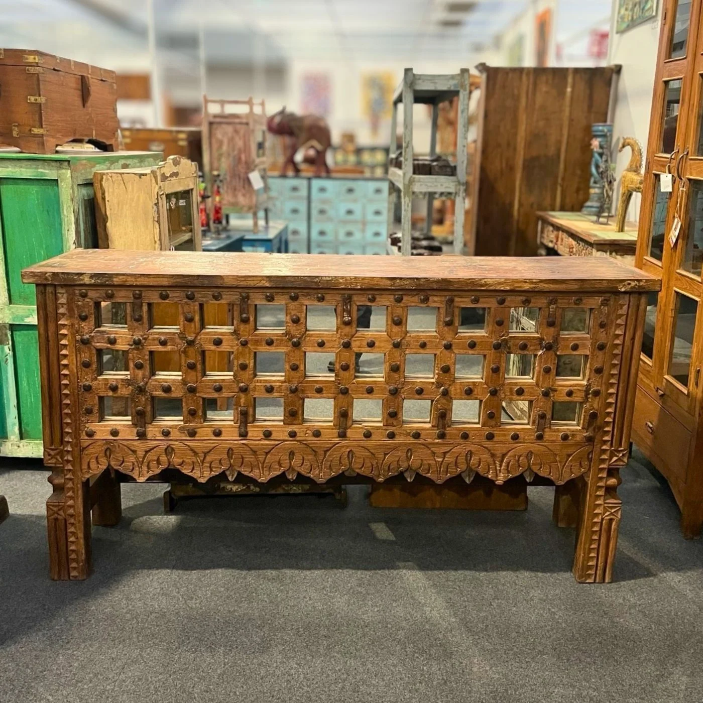 Verspiegelter Massivholz Konsolentisch